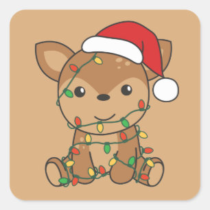 Deer Christmas Winter Animals Deer Square Sticker