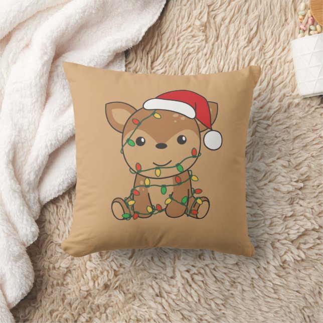 Deer Christmas Winter Animals Deer Throw Pillow (Blanket)