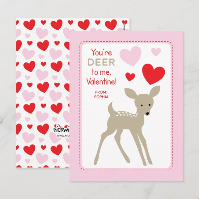 Deer Class Valentines Holiday Postcard (Front/Back)