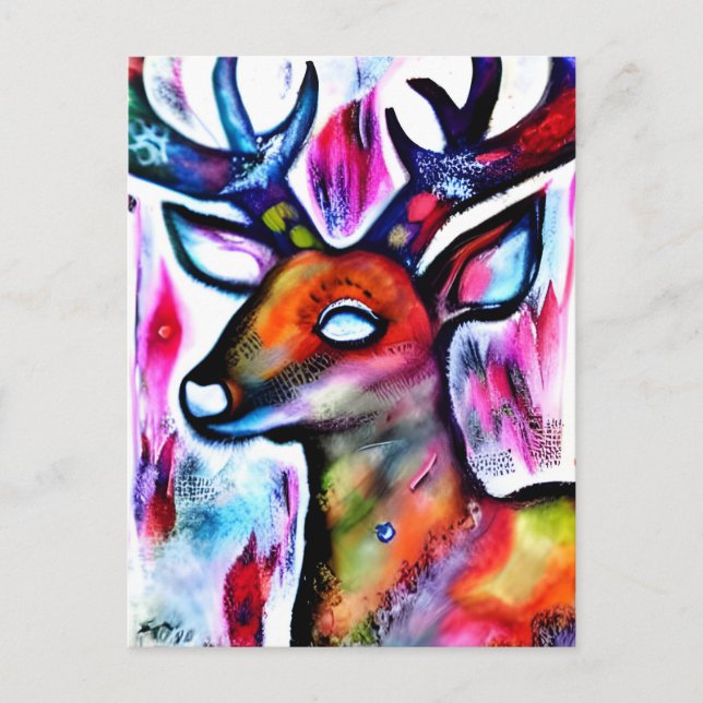 Deer Colourful Postcard (Front)