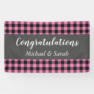 Deer Country Baby Shower Girl Pink Plaid Banner
