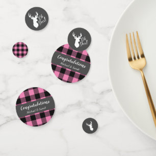 Deer Country Baby Shower Girl Pink Plaid Confetti