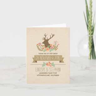 Deer country rustic wedding thank you cards