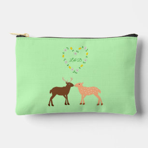 Deer Couple and Daisy Heart Custom Accessory Pouch