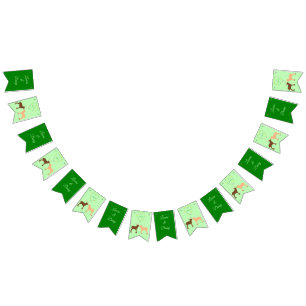 Deer Couple and Daisy Heart Custom Wedding Bunting