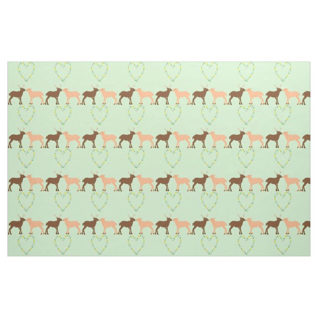 Deer Couple and Daisy Heart Fabric (Fat Quarter)