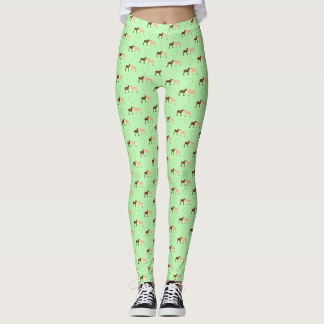 Deer Couple and Daisy Heart Leggings (Front)