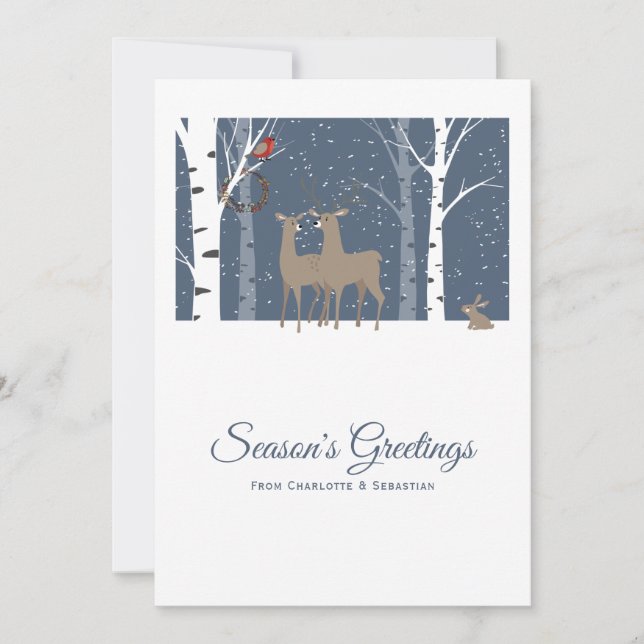 Deer Couple Christmas Personalised Holiday Card (Front)