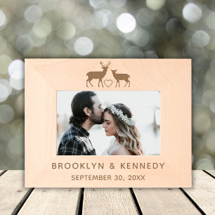 Deer Couple Name Wedding Date Marriage Anniversary Etched Frames