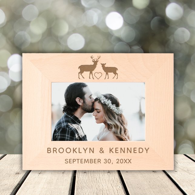 Deer Couple Name Wedding Date Marriage Anniversary Etched Frames (Creator Uploaded)