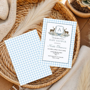 Deer Crest Monogram Deer Hunting Baby shower Invitation