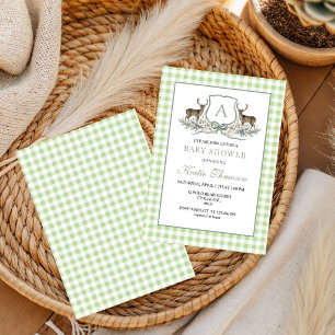 Deer Crest Monogram Deer Hunting Baby shower Invitation