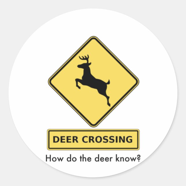 deer crossing classic round sticker (Front)
