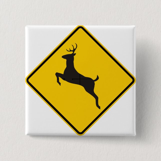 Deer Crossing Highway Sign 15 Cm Square Badge (Front)