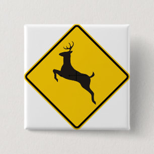 Deer Crossing Highway Sign 15 Cm Square Badge