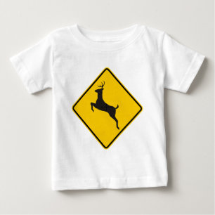 Deer Crossing Highway Sign Baby T-Shirt