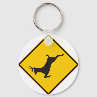 Deer Crossing Highway Sign Key Ring