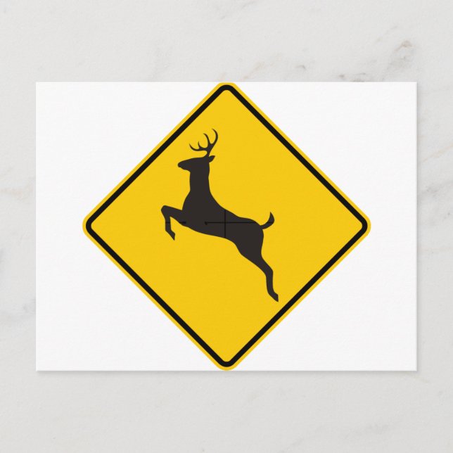 Deer Crossing Highway Sign Postcard (Front)
