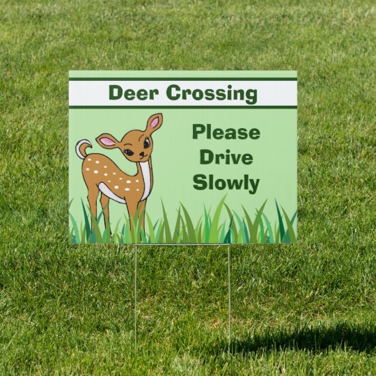 Deer Crossing Please Drive Slowly Wildlife Area Garden Sign Zazzle.co.uk