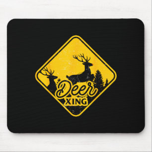 Deer Crossing Sign Christmas Xing Reindeer Funny M Mouse Mat