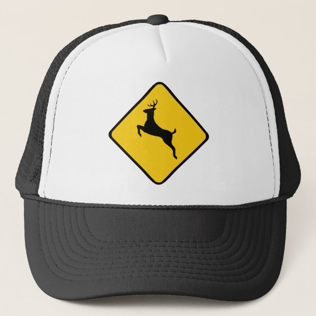 Deer Crossing Sign Trucker Hat (Front)