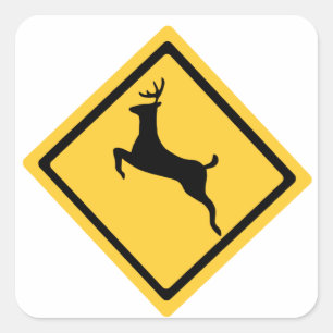 Deer Crossing Symbol Square Sticker