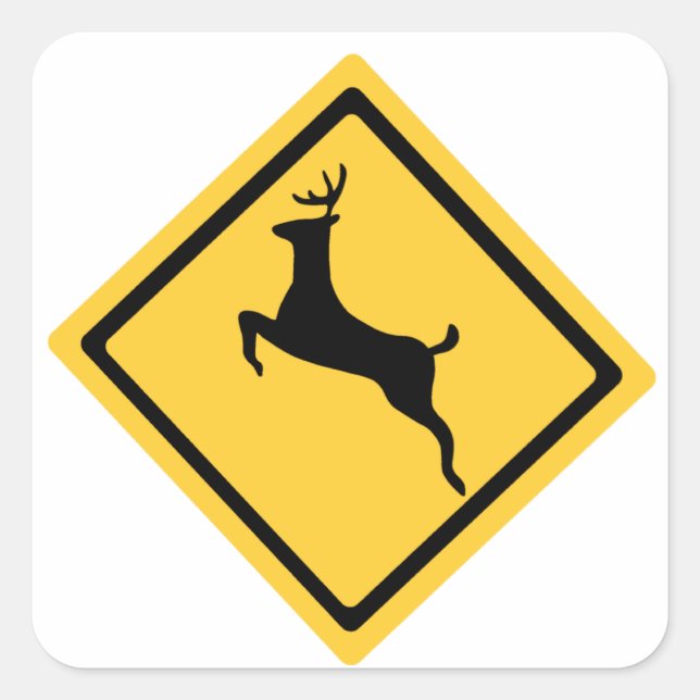 Deer Crossing Symbol Square Sticker (Front)