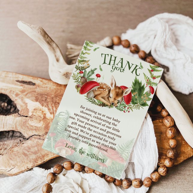 Deer Cute Botanical Nature Baby Shower Thank You Card (Creator Uploaded)