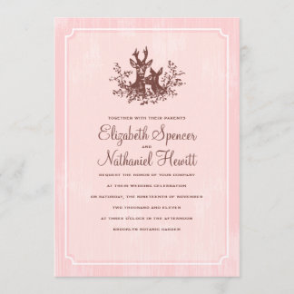 Deer Darlings Wedding Invitation Pink Brown