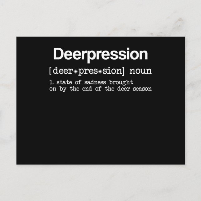 Deer Depression Funny Hunter Elk Definition Huntin Postcard (Front)