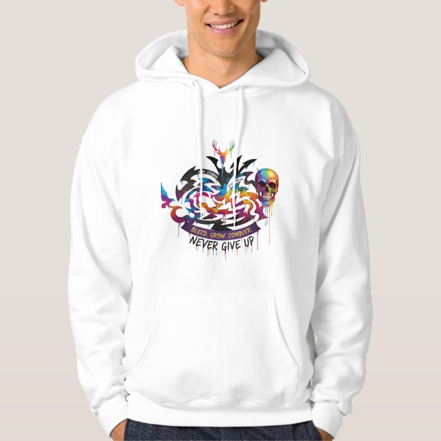 Deer Design Hoodie – Motivational Never Give Up (Front)