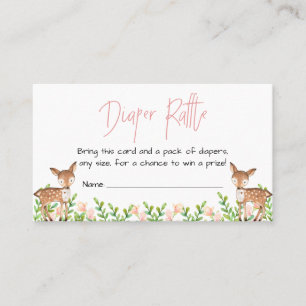 Deer Diaper Raffle Card Insert, Pink Floral