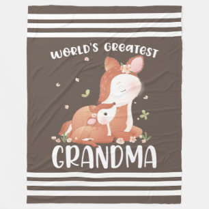 Deer Doe and Fawn World's Greatest Grandma Fleece Blanket