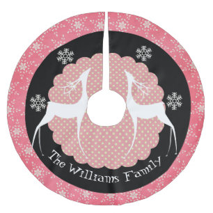 Deer, Dots, and Snowflakes Personalised Tree Skirt