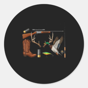 Deer Duck Fish Hunting Hello Hunting Season Christ Classic Round Sticker