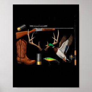 Deer Duck Fish Hunting Hello Hunting Season Christ Poster
