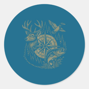 Deer Duck Fishing Hunting Solves Most Of My Proble Classic Round Sticker