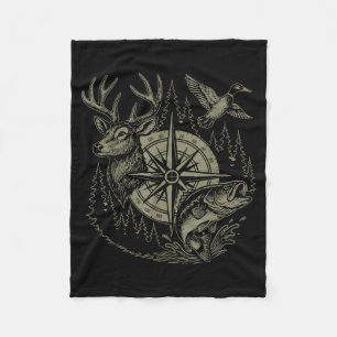 Deer Duck Fishing Hunting Solves Most Of My Proble Fleece Blanket