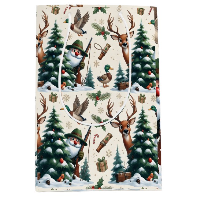 Deer, Ducks & Hunter Medium Gift Bag (Front)