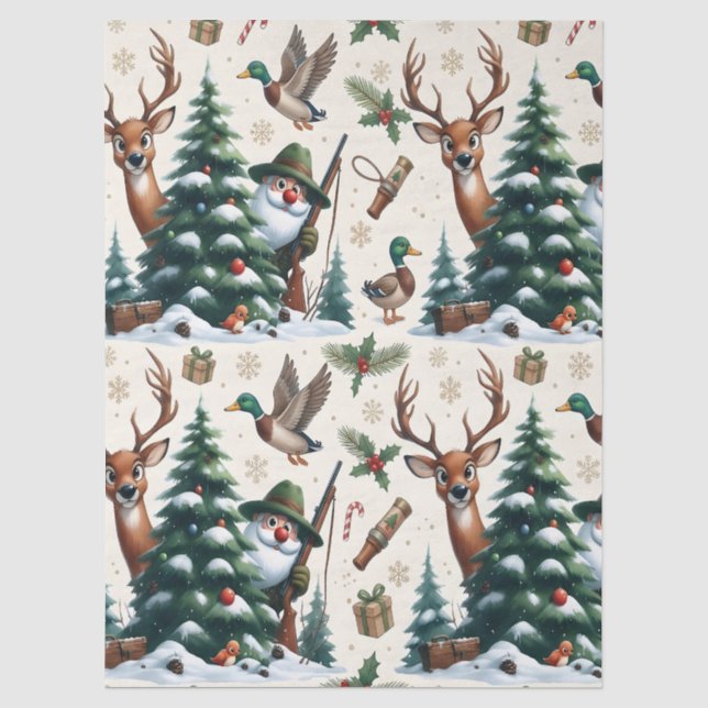Deer, Ducks & Hunter Tissue Paper (Front)