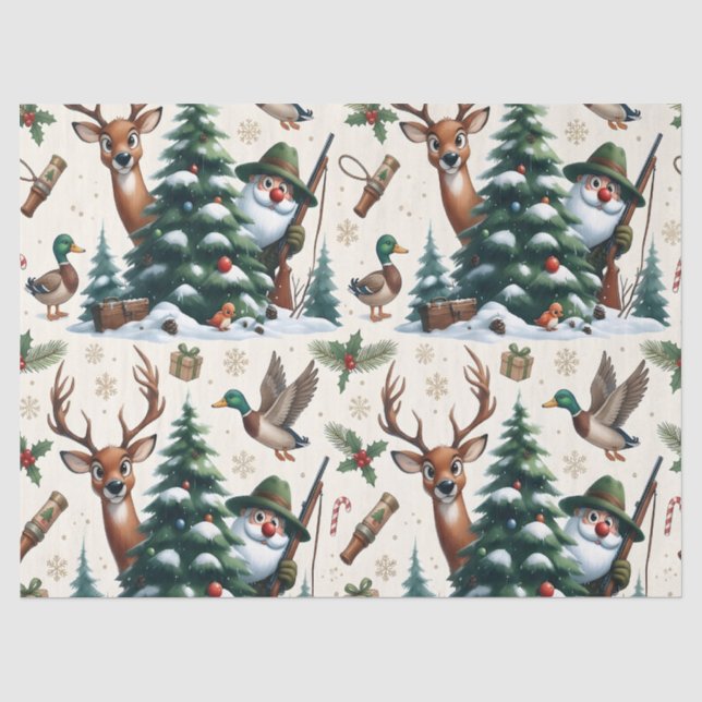 Deer, Ducks & Hunter Tissue Paper (Front)