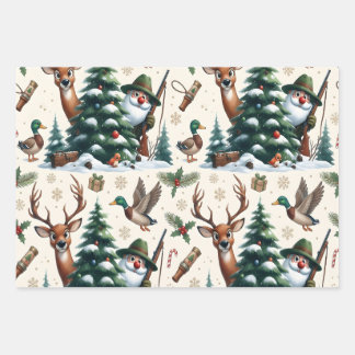 Deer, Ducks & Hunter Wrapping Paper Sheet