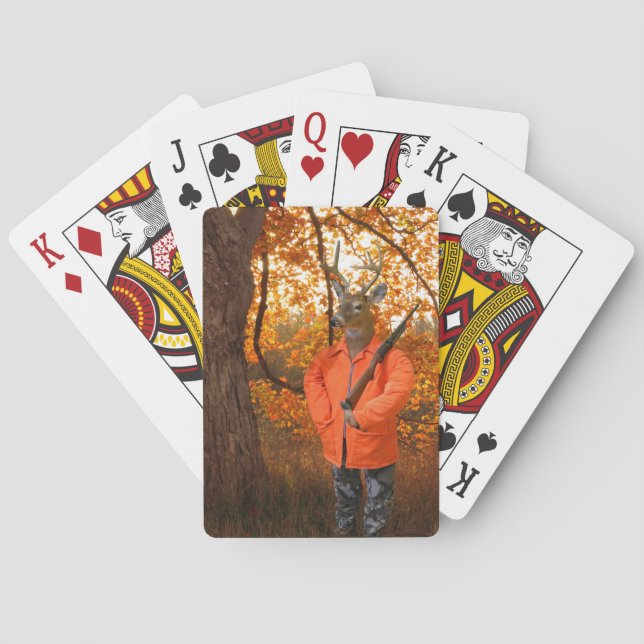 Deer dunter in woods playing cards (Back)