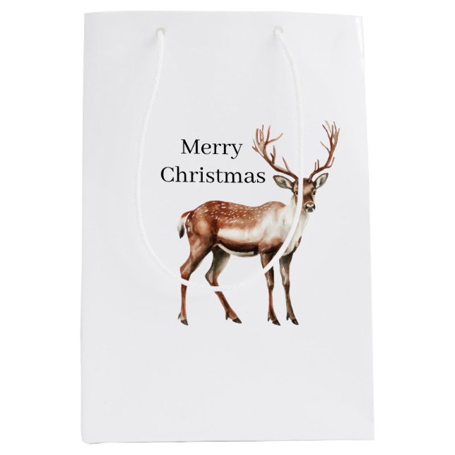 Deer Elk Christmas Medium Gift Bag (Front)