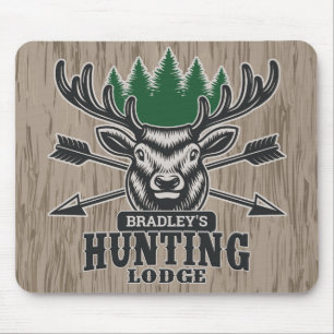 Deer Elk Hunter ADD NAME Bow Hunting Lodge Cabin Mouse Mat