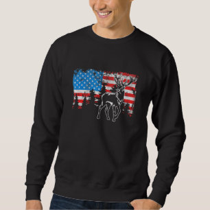 Deer Elk Hunting American Flag Usa Pro Hunter Us H Sweatshirt