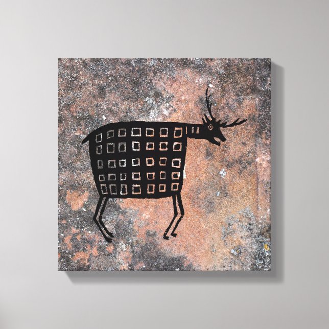 Deer/Elk, mimbres Pottery Design Canvas Print (Front)