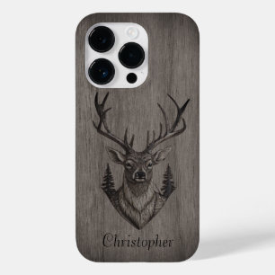 Deer - Engraved wood - Personalised wooden Case-Mate iPhone 14 Pro Case