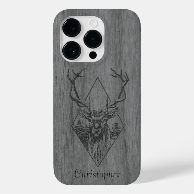 Deer - engraved wood - wooden Case-Mate iPhone case (Back)