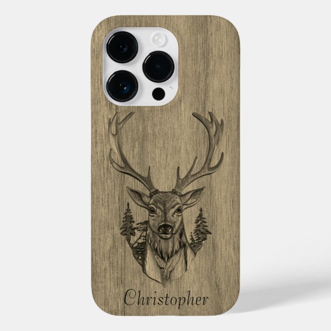 Deer - engraved wood - wooden Case-Mate iPhone case (Back)